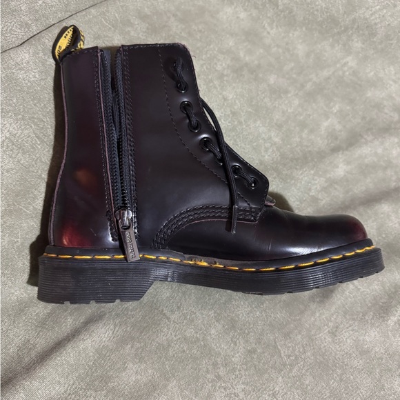 Dr. Martens Black and Burgundy Combat Boots - Picture 2 of 11